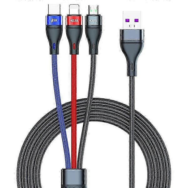 40W 5A USB - Micro USB + USB-C / Type-C + 8-nastainen pikalatausdatakaapeli, kaapelin pituus: 1,2 m 2025