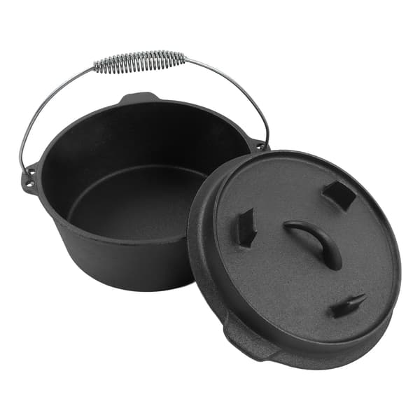 Nonstick Dutch Oven med lock, 25 cm, Campingkokkärl, Multifunktionell, Jämn uppvärmning, Termometerhack