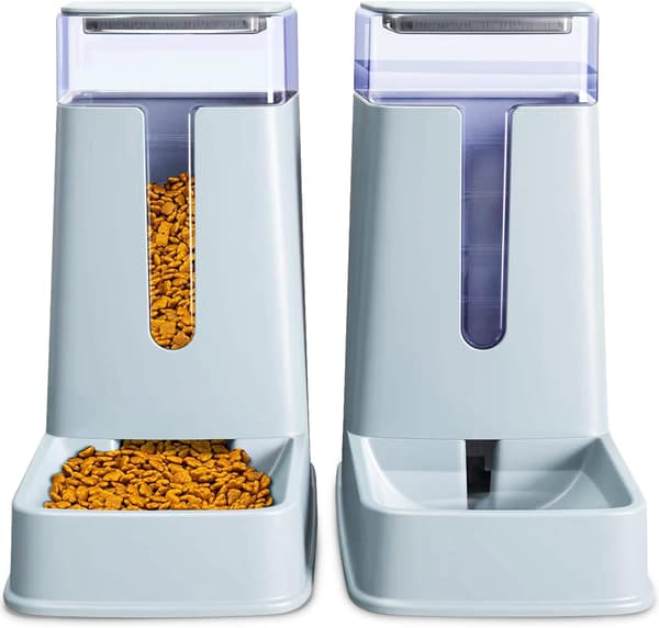 Automatisk foder- och vattenset för små/medelstora husdjur, resetillbehör, mat- och vattendispenser för hundar/katter. light gray