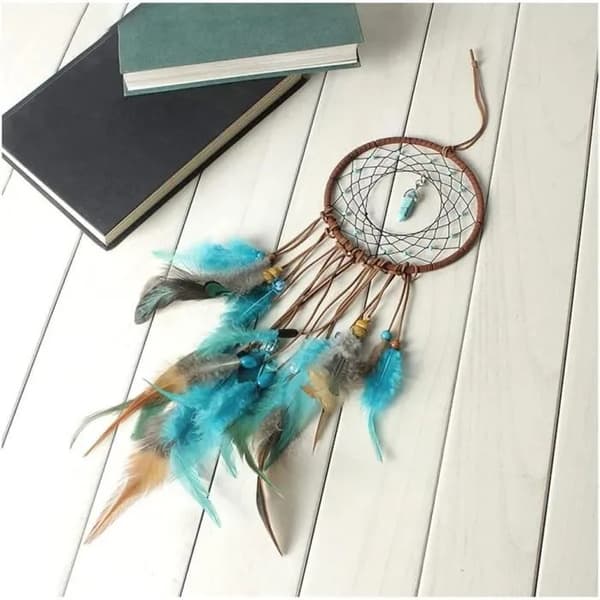 Handgjord fjäderdrömfångare, Boho väggdekor för barnrum, babyshower, bil, bröllop