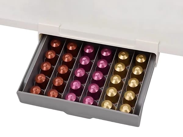 Nespresso Kapselholder Vægmontering, 30 Kapsler, Udtræksskuffe, Under Skab Organizer