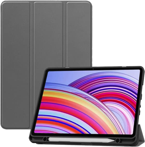 Tri-Fold Tabletetui til Xiaomi Redmi Pad 2 Pro 12.1\", Premium PU, Ridsefast, Sort