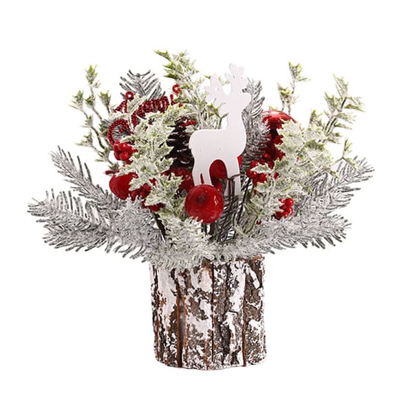 45 cm flokket grankogle julepynt, rød, kunstig mini grankoglepynt