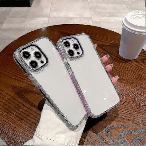 Utsøkt deksel til iPhone 14 Pro, ultratransparent, støtsikkert PC TPU-bakdeksel - Hvit Orange