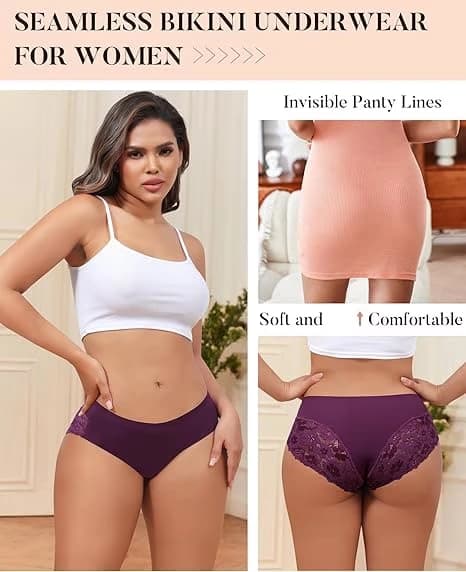 Dame Blonde Sømløse Bikini Trusser - Bløde Usynlige Hipster, 6-pak (S-XXL)
