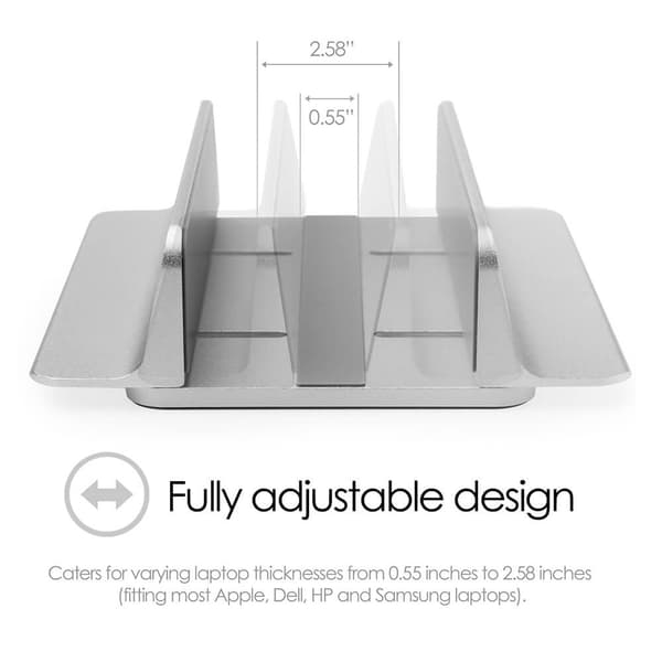 Justerbar bærbar computerstander i aluminium til Mac Ultrabooks, sølv, ergonomisk skrivebordsmontering