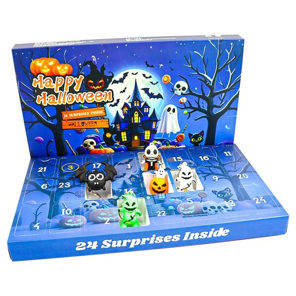 Halloween-adventskalender 24-dagers nedtelling, selvlysende dinosaurer blindboks
