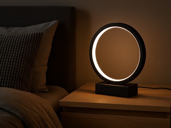 LED Ringbordlampe, Dæmpbar, Justerbar Farvetemperatur, Berøringskontrol, USB, Sort