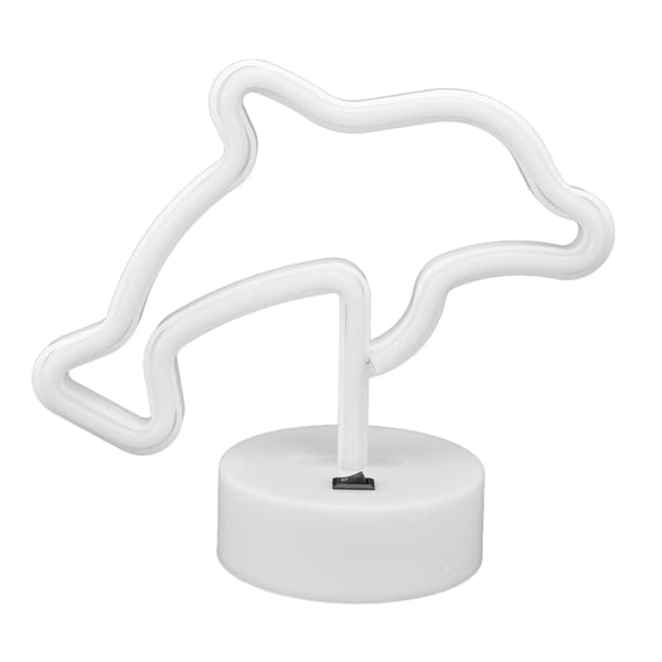 LED Delfin Neonlys, USB- eller Batteridrevet, Romdekorasjon med Base