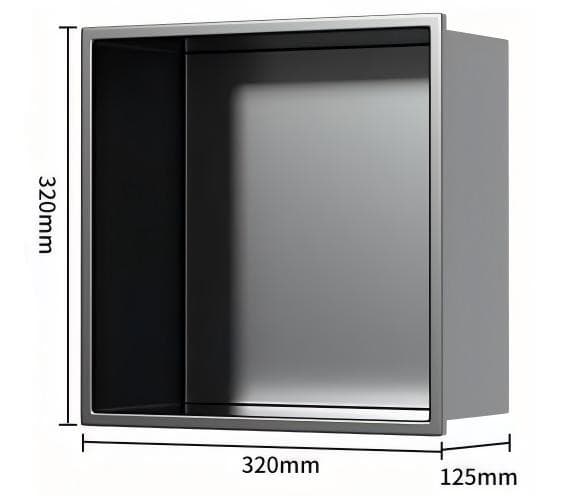 Brusenichet i rustfrit stål, 304-kvalitet, til badeværelsesopbevaring 320x320x125mm