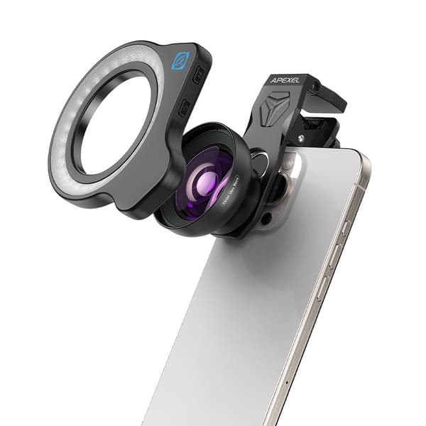 Telefonlinskit, Makro 20x Zoom 10x med Ringljus, Kompatibel med iPhone Samsung Huawei