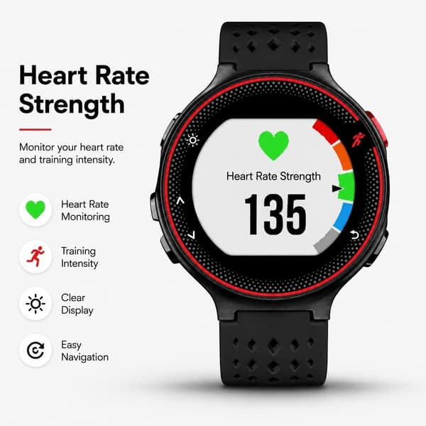 Garmin Forerunner Urrem, Sort+Rød, Silikone, Kompatibel med 220/230/620/630/235