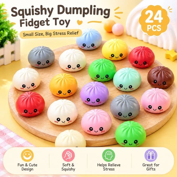 Squishy Dumpling Fidget Toy, Blind Box Stress Relief, Mjukt Lim, 24-delars Liten Storlek