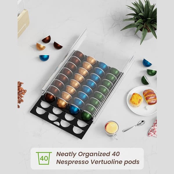 Akryl kaffekapselopbevaringsstativ, sort, til Nespresso, organizer