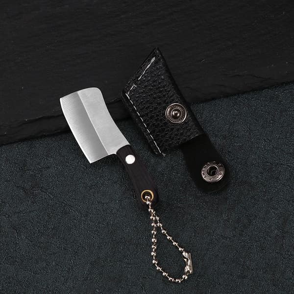 Mini nøkkelringkniv, rustfritt stål, sølv, kompakt EDC for åpning av pakker og frukt