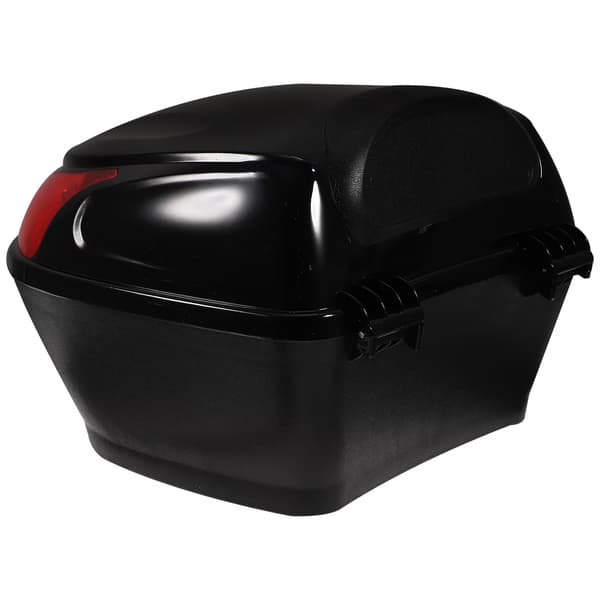 Svart motorcykeltoppbox, robust bagagebox i PP med lås, lättinstallerad hållare