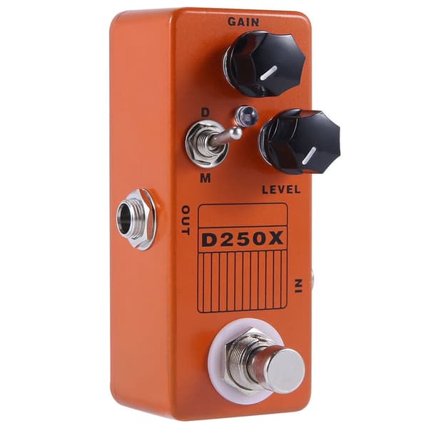 D250X Mini Overdrive Preamp Gitarr Effektpedal, True Bypass, Orange, Metall, Kompakt