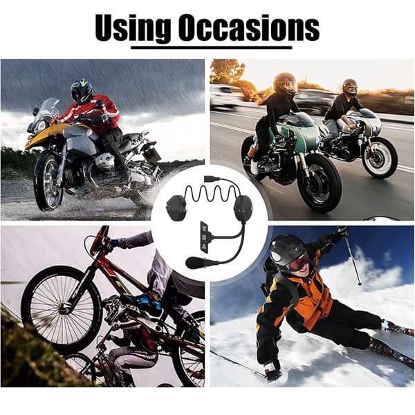 Motorcykelhjelm Bluetooth Headset 5.2, Sort, 35 timers spilletid, Automatisk svar, Vandtæt