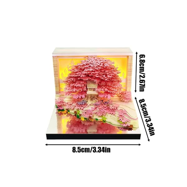 2026 3D Skrivebordskalender Blomst Trehus Notisblokk Memo, Papir, 3.35\" Skrivebordsdekor