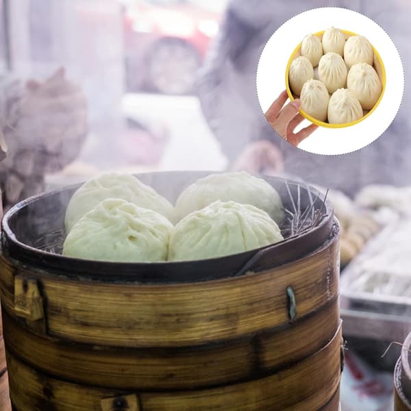 Genanvendelig mad-damperkurv med låg, 4,5 tommer (16,5 cm), 2-delt sæt til tilberedning af dumplings og dampede boller