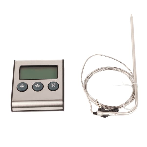 Digitalt mattermometer med sonde, LCD-skjerm, ℃/℉, timer for BBQ kjøttgrilling