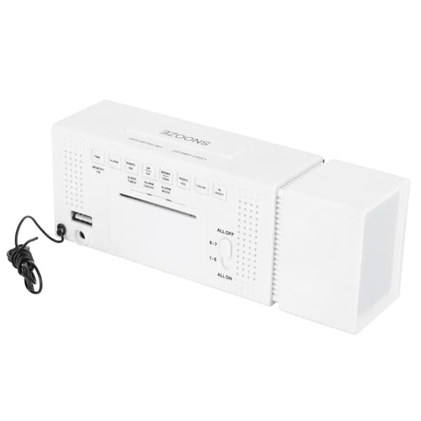 Multifunksjonell digital vekkerklokke, hvit, nattlys, menneskesensor, lydaktivert, 5V