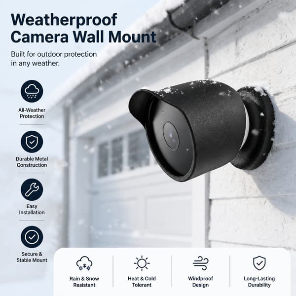 Silikonfodral för Google Nest Cam, svart, väderbeständigt skyddsfodral