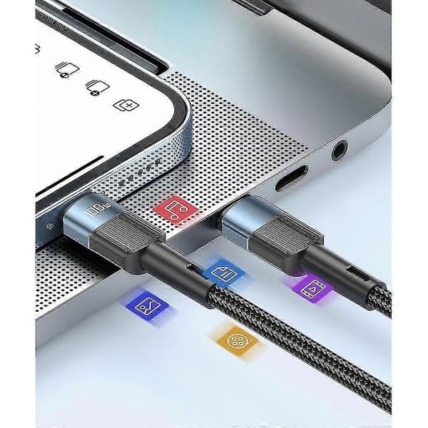 100W USB-C til USB-C PD Hurtigopladningskabel 2m Højhastighedsopladerkabel til bærbar computer tablet telefon 1m Blue