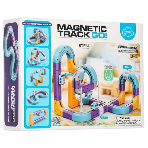 Magneettiset rakennuspalikat autorata, 87 osaa, tee-se-itse rakennuslelu lapsille
