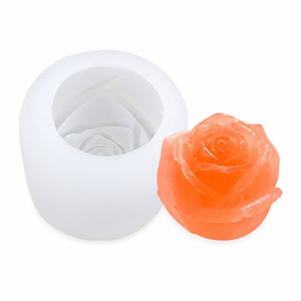 Rosblomma isbitsform, silikon, tillverkning av ljus och tvål, vit