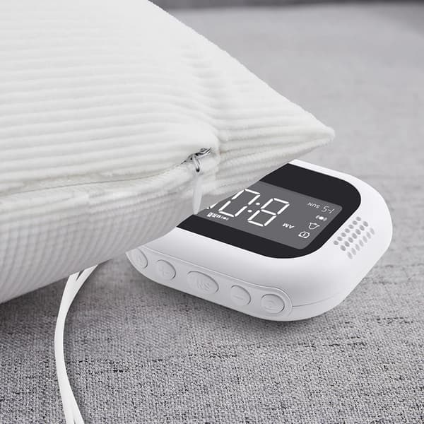 Vibrerande väckarklocka, vit, dubbla larm, 3 lägen, justerbar vibrationsintensitet, USB-C