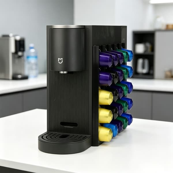 Kaffekapselholder til Nespresso, 25-kapacitet, selvklæbende vægmontering, plast, sort/hvid 25 nesp