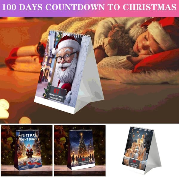 100-dagers nedtelling til jul skrivebordskalender, bordagenda planlegger, juledekor
