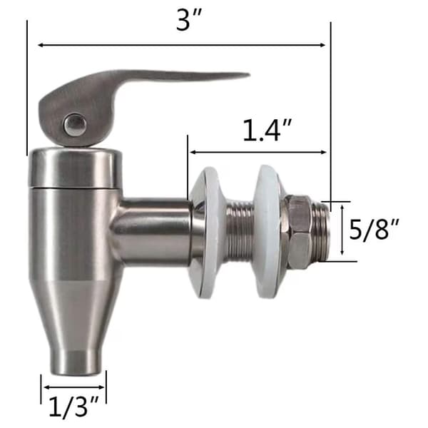 Drikkedispenserhane i rustfrit stål, 2-pak, 16 mm, fødevaregodkendt, nem installation