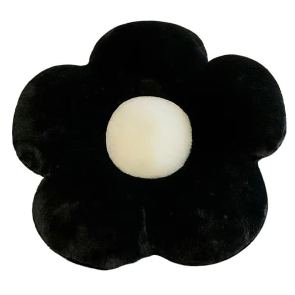 Plysset Daisy Blomsterpude, Blød Fluffy Stolehynde til Stuen Black and white50x50cm