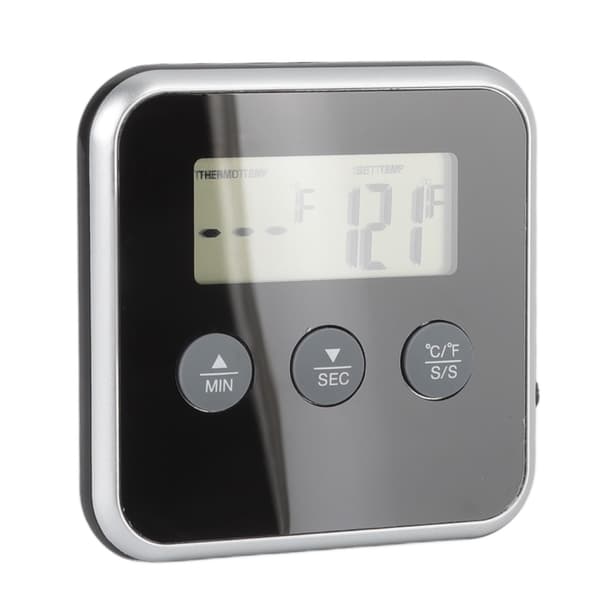 Digitalt kjøtttermometer med lang sonde, 2 enheter, LCD-skjerm, timer for grill og kjøkken
