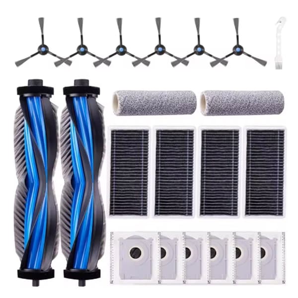 Ecovacs X8/X8 Pro Robotstøvsuger Tilbehørssæt 2, 2 Hovedbørster, 6 Sidebørster, 4 Filtre, 2 Mopper, 6 Støvposer