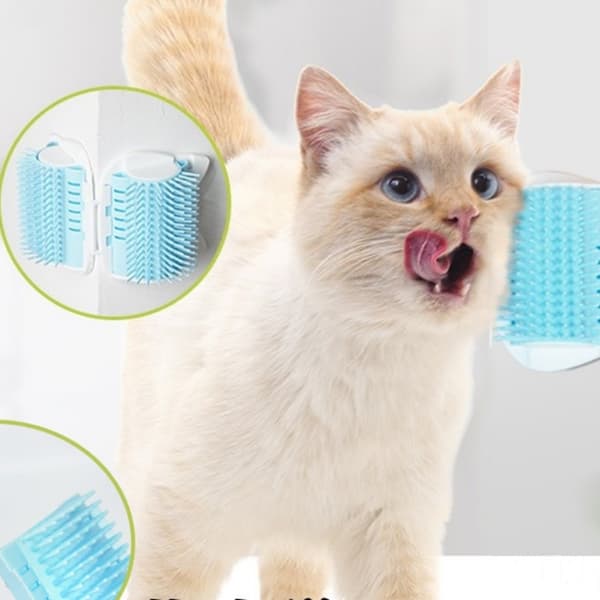Pet Corner kradsebørste, selvmassagerende katteplejeværktøj, grå, vægmonteret