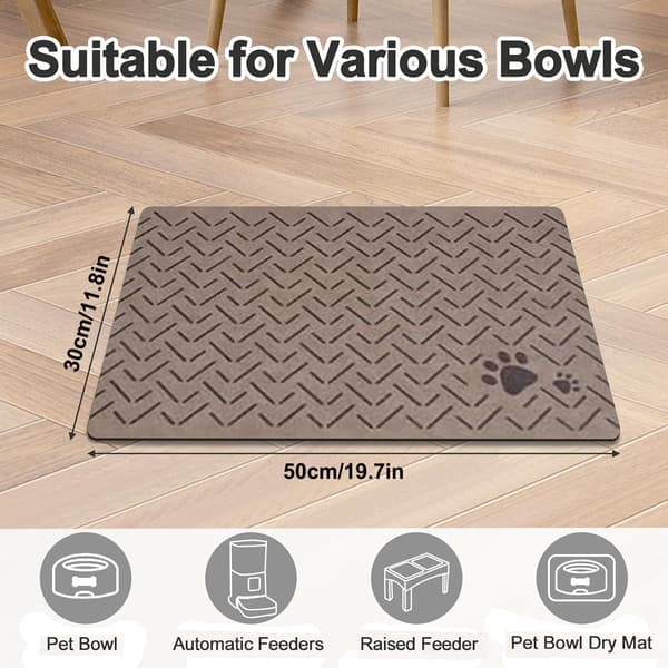 Absorberende hurtigtørrende kæledyrsfodermåtte til katte og hunde, til gulve, passer til mad- og vandskåle, dækkeserviet til kæledyrsartikler. Brown 40 x 60 cm