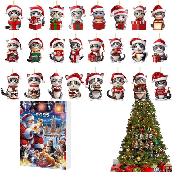 Julekalender 24 dager, Akryl Adventskalender for barn og voksne, Juledekorasjon A