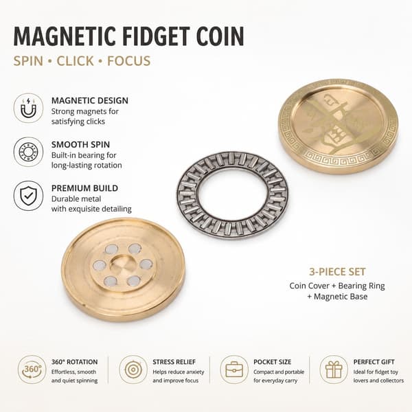 Magnetisk Skydelåge Stressaflastningslegetøj, Rund Bærbar EDC Dekompression Fidget