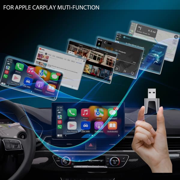 2-i-1 Trådlös Apple CarPlay & Android Auto-adapter, Mini, Plug & Play
