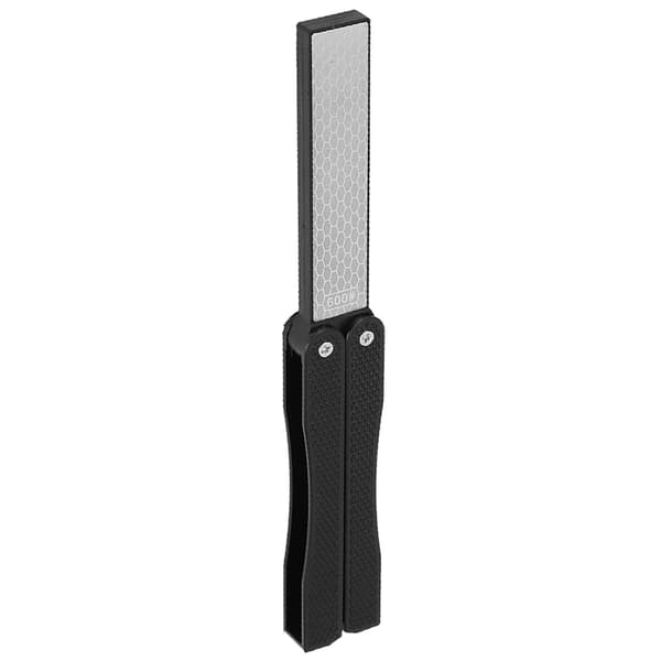 Foldbar dobbeltsidet knivsliber, diamant, bærbar, skridsikker, sort