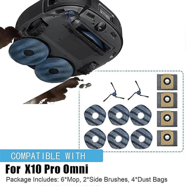 Til X10 Pro Omni robotstøvsuger sidebørste moppeklud støvposer reservedele As Shown