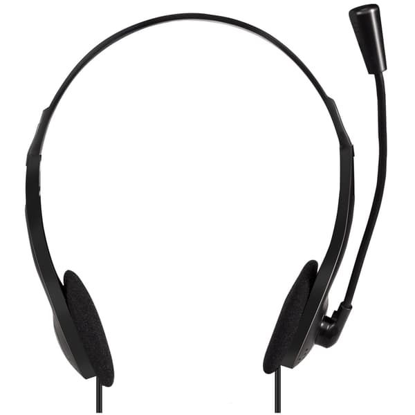 PC-headset stereo med mikrofon, 3,5 mm jackstik, on-ear, sort