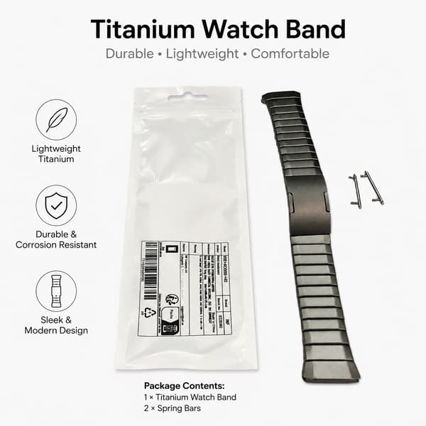 Titaniumrem til Huawei Watch GT 5 Pro 46mm, Grå, Premium Metalrem
