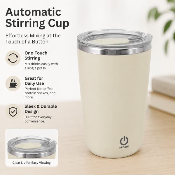 USB Elektrisk Miksekopp 350ml, Lekkasjesikker Selvrørende Kaffekopp, Lys Gul