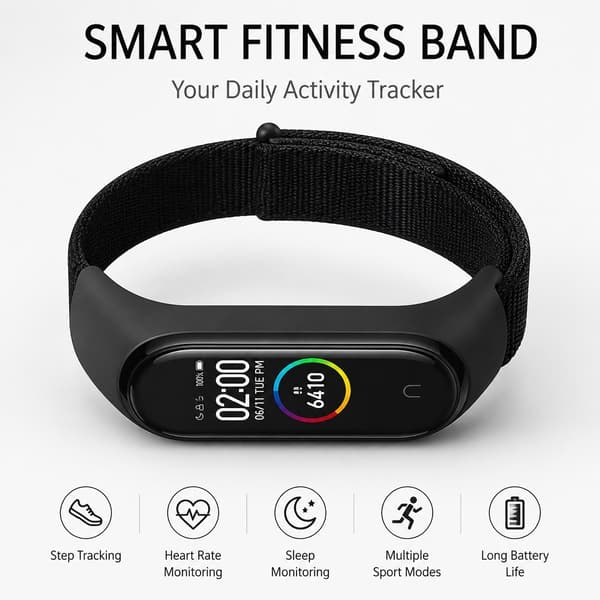 Nylon urrem til Xiaomi Band 8/9, sort, åndbar, justerbar