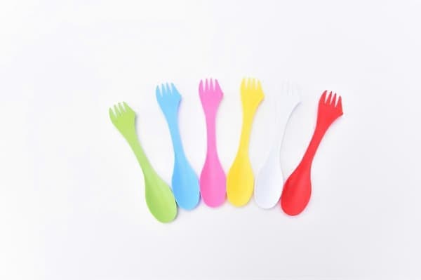 6 stk multifunksjonelle camping- og turutstyr Spork Combo Reisegadget Skje Gaffel
