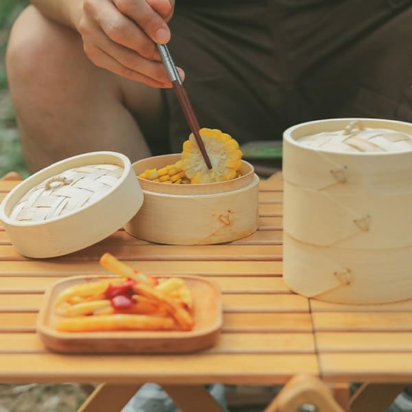 Stor ångkorg för dumplings, grönsaker och matlagning - för utomhuscamping och hushållsbruk